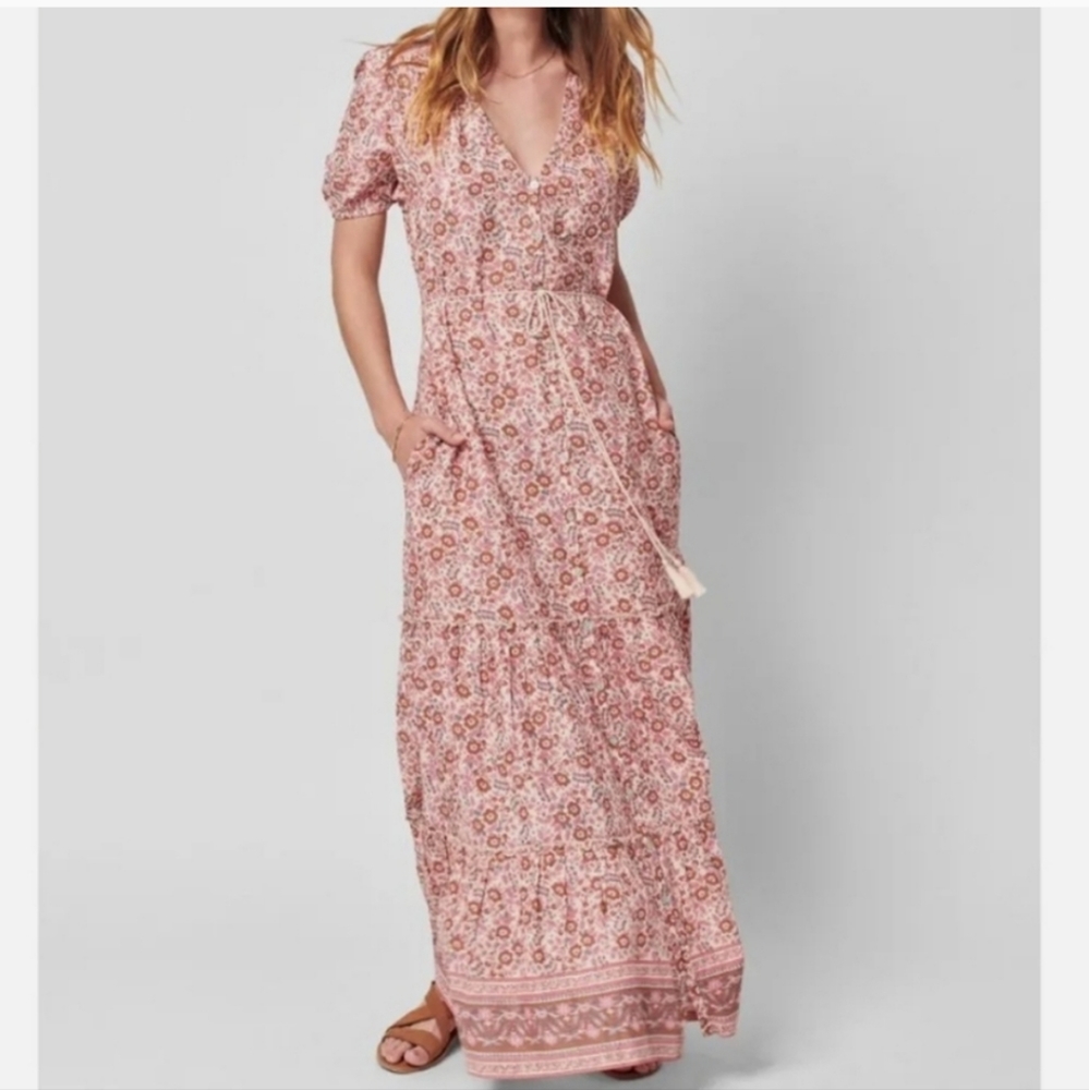 Faherty Pink Floral Maxi Dress